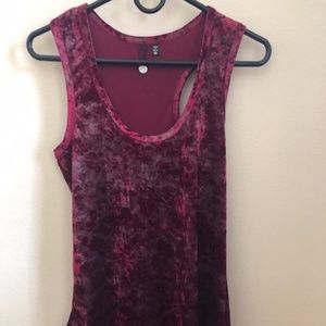 Buckle Velvet Burgundy and Gray Tank Top